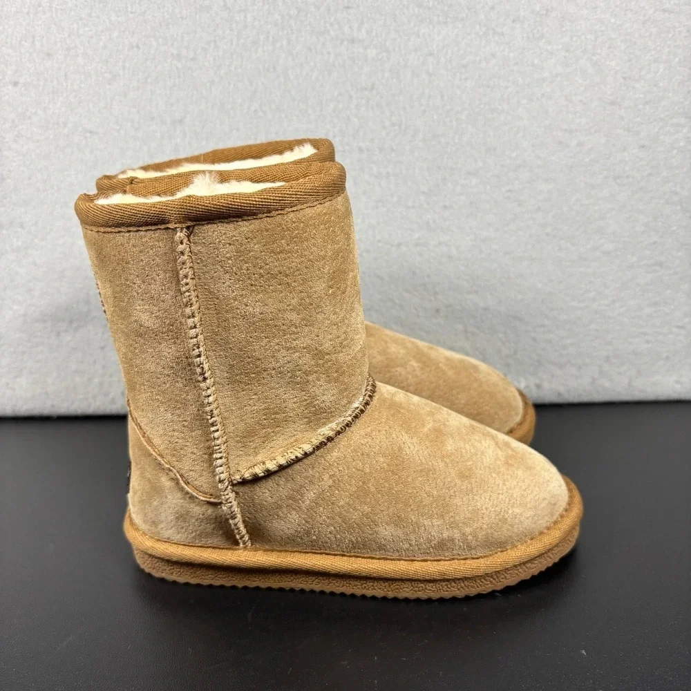 Lamo Girls Classic Ankle Snow Boots Size 12Y Faux Fur Light Brown Tan Winter